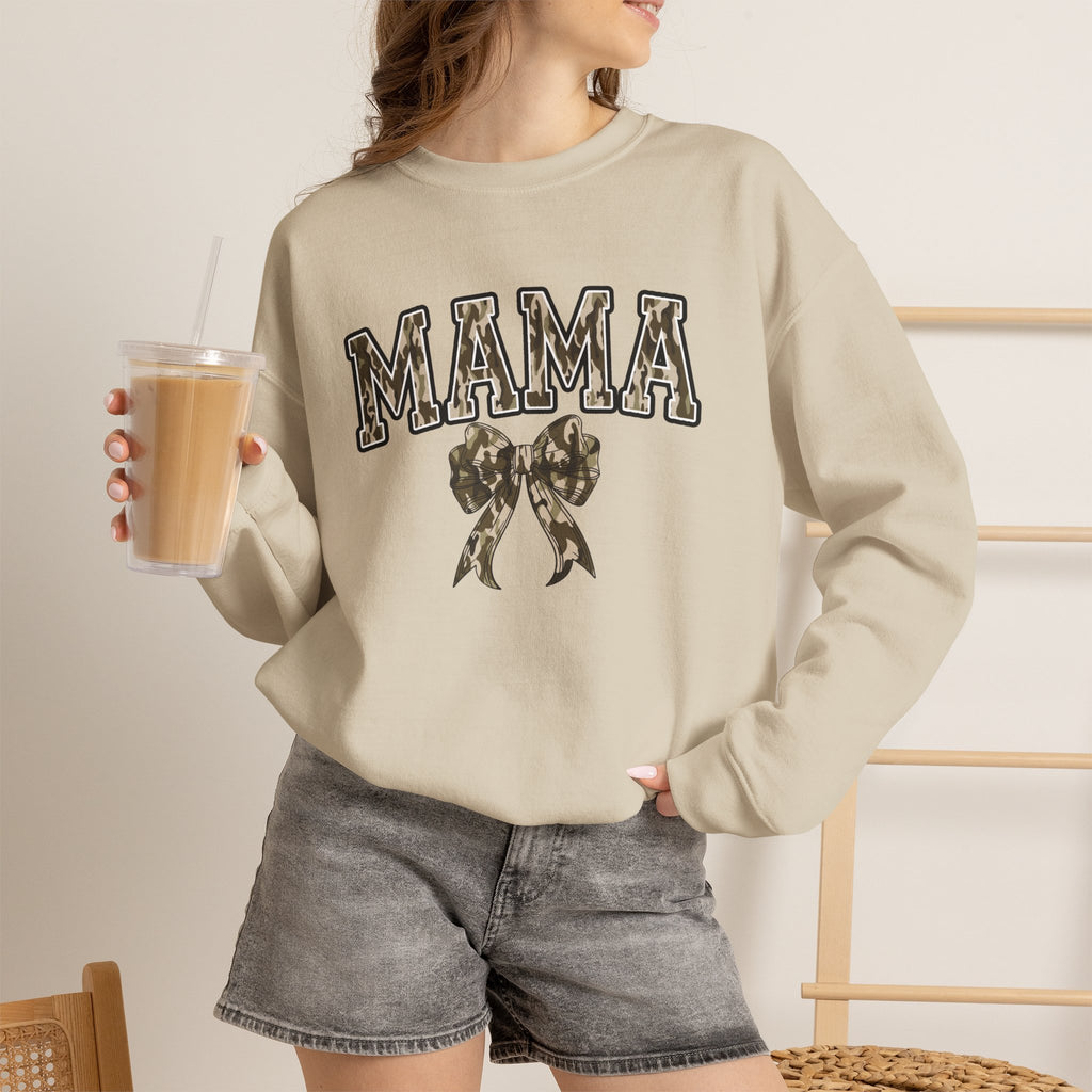 Mama Camo Bow Crewneck Sweatshirt