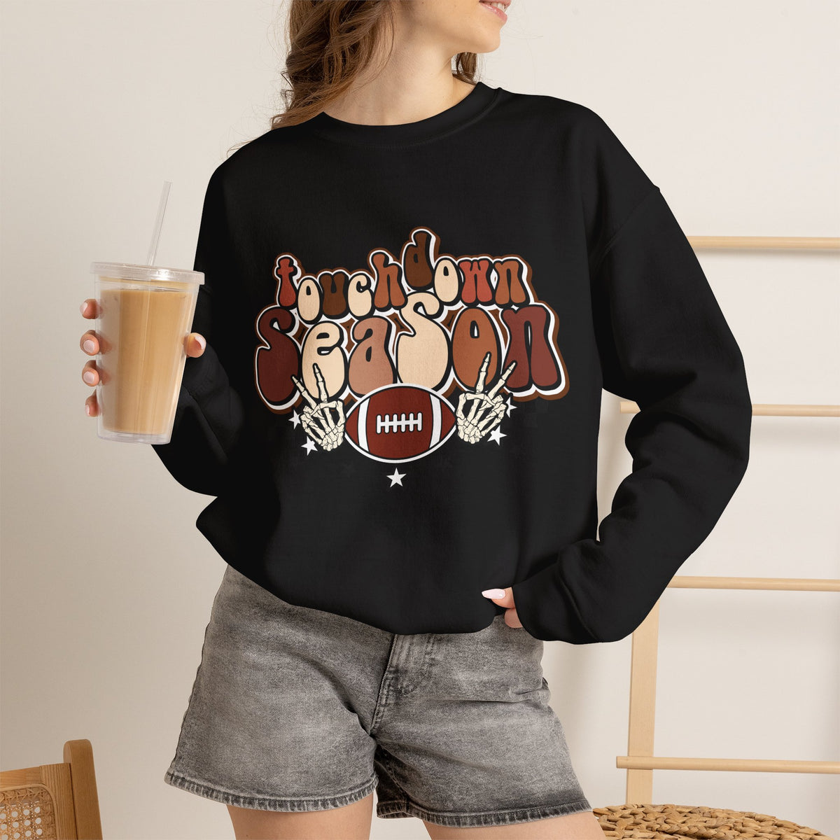 Crewneck Sweatshirt - Touchdown Season Football Graphic