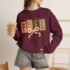 Fall Patchwork Crewneck Sweatshirt — Cozy Autumn Graphic Pullover