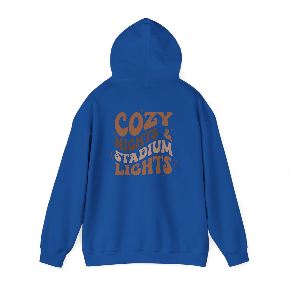Cozy Nights & Stadium Lights Hoodie — Retro Brown Graphic Pullover