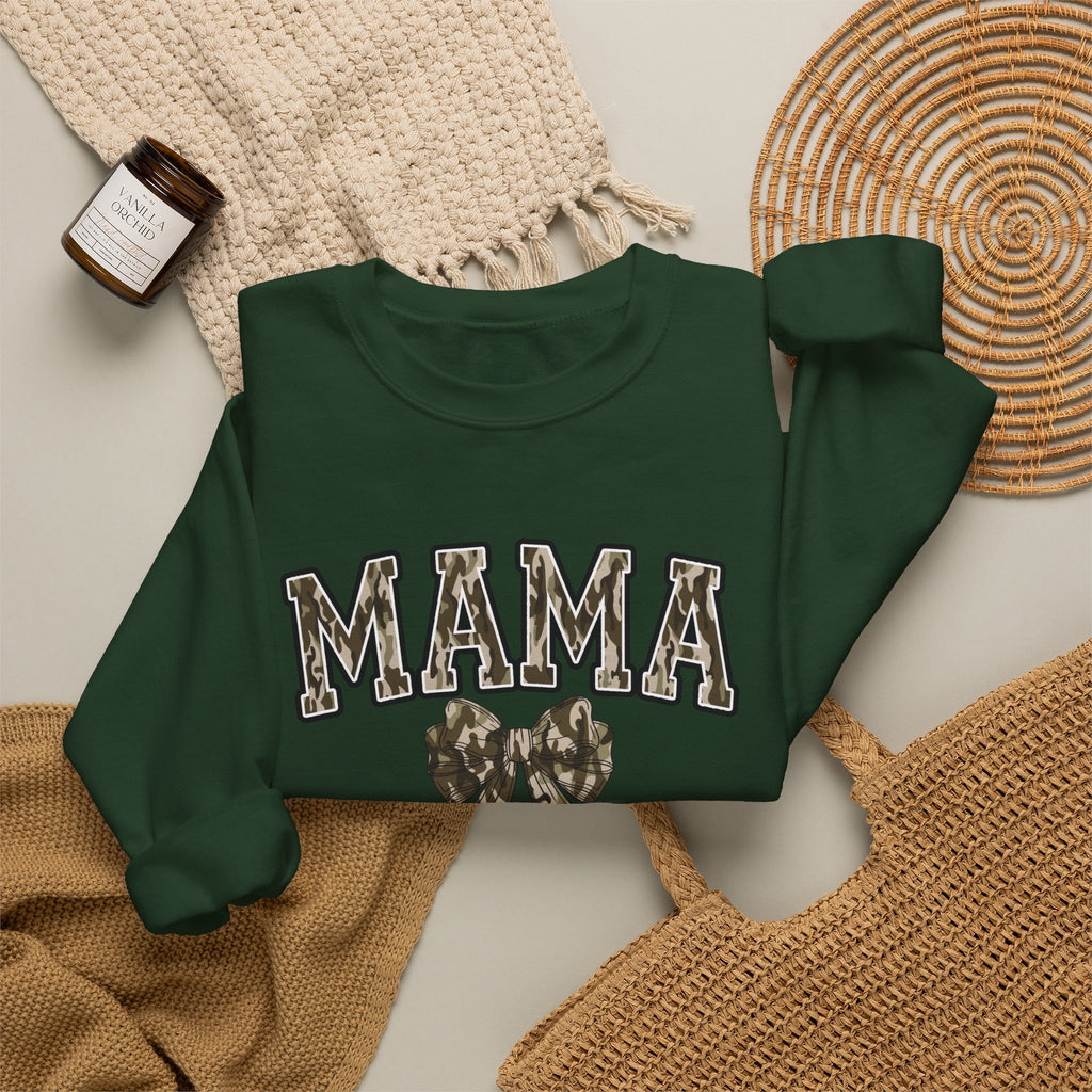 Mama Camo Bow Crewneck Sweatshirt