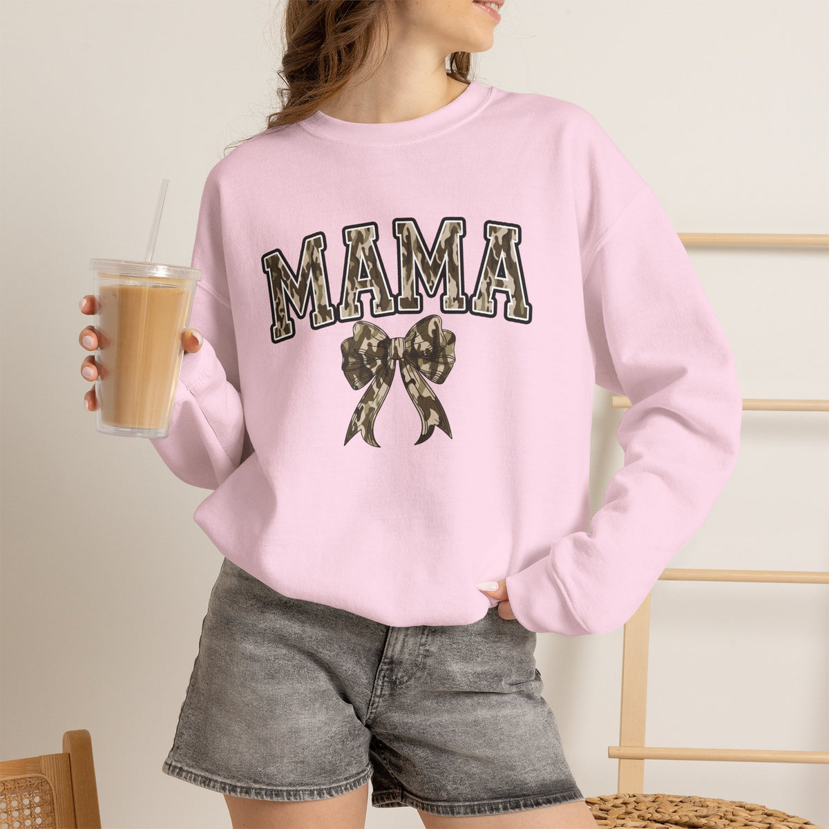 Mama Camo Bow Crewneck Sweatshirt
