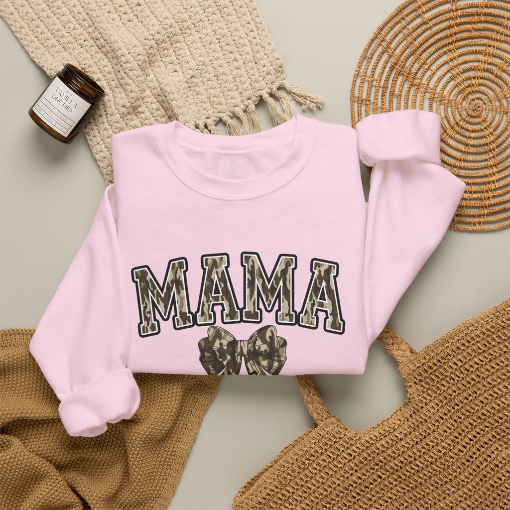 Mama Camo Bow Crewneck Sweatshirt