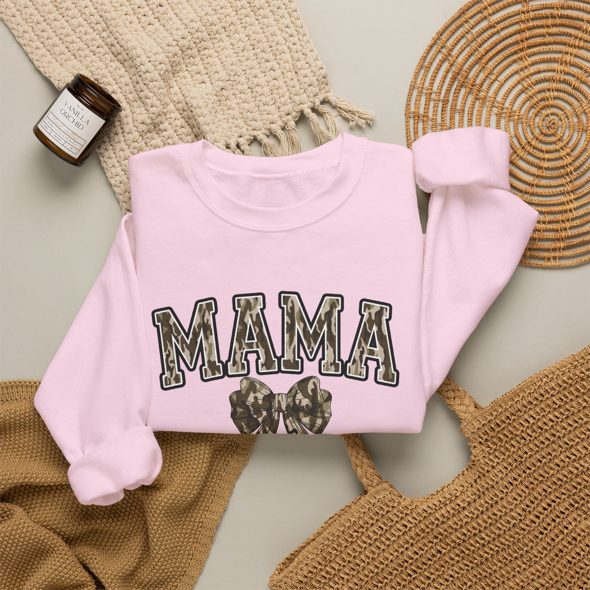 Mama Camo Bow Crewneck Sweatshirt