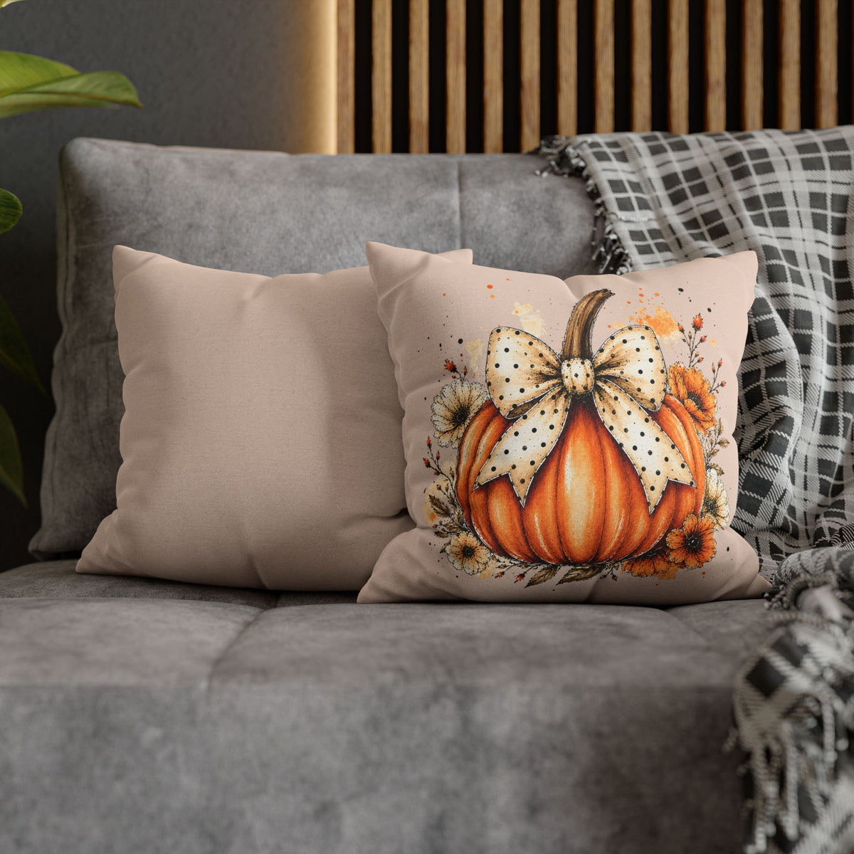 Autumn Pumpkin Bow Decorative Pillowcase