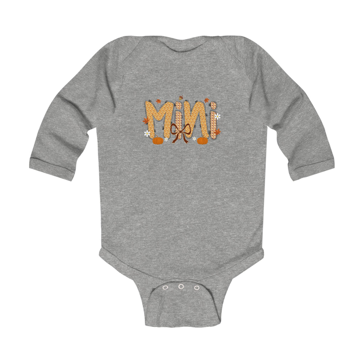 Infant Bodysuit “Mini” Fall Floral Pumpkin Graphic — Cute Baby Shower Gift