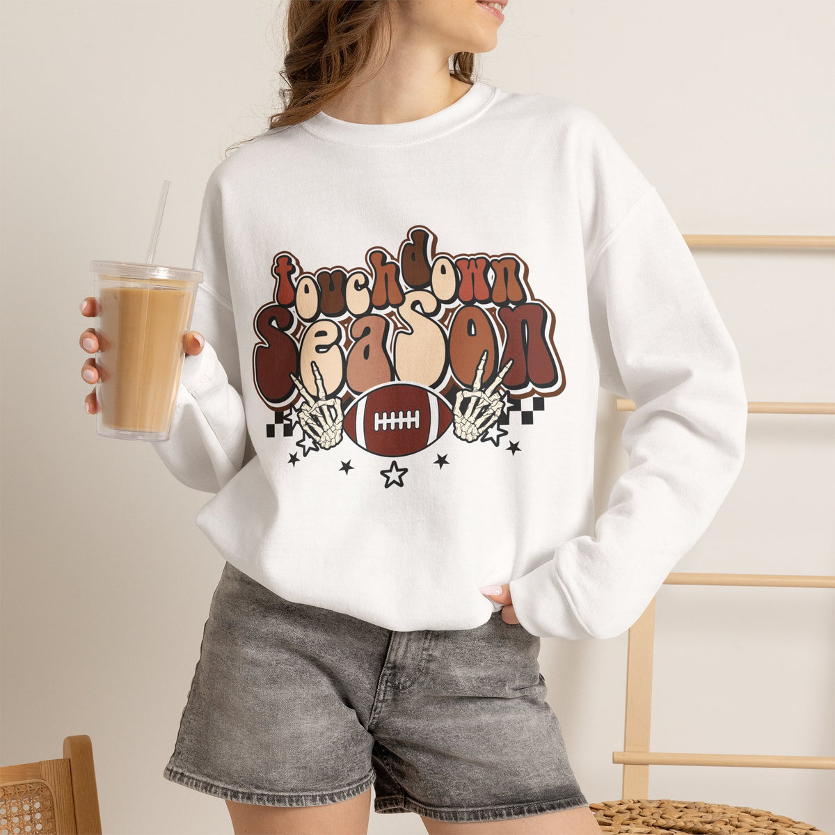 Crewneck Sweatshirt - Touchdown Season Football Graphic