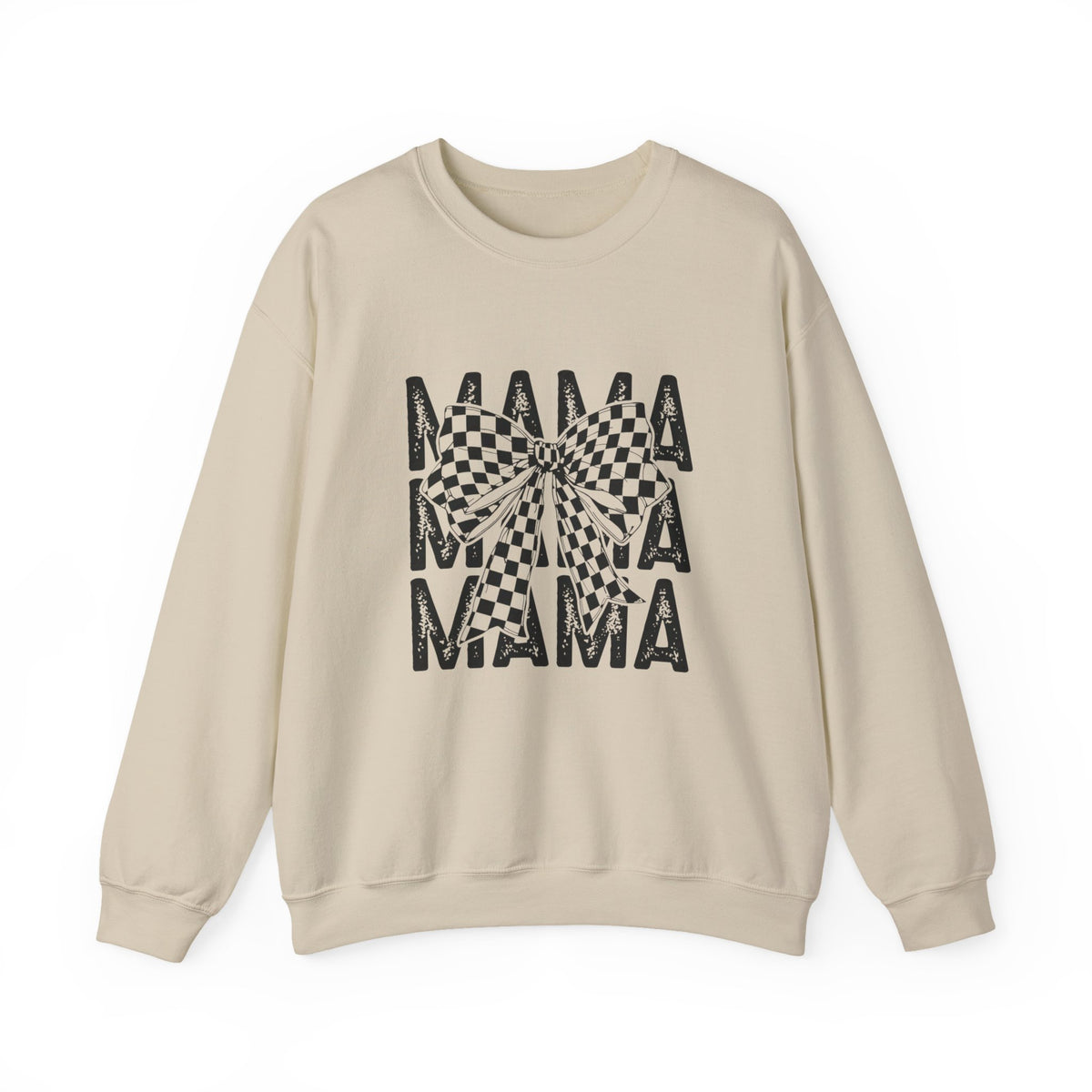 Mama Crewneck Sweatshirt — Checkerboard Bow Graphic