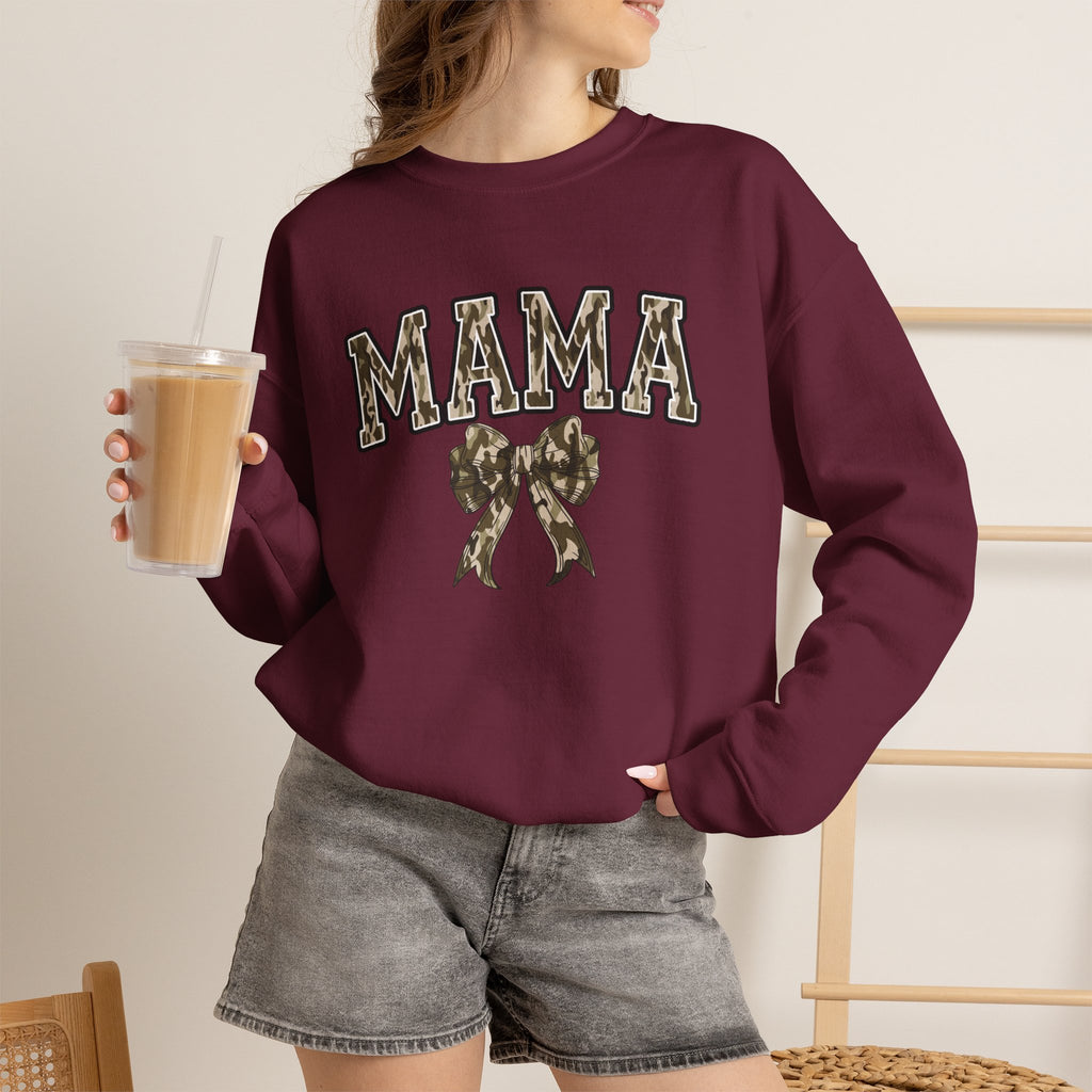 Mama Camo Bow Crewneck Sweatshirt