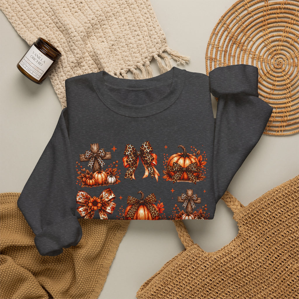 Autumn Pumpkin & Cross Crewneck Sweatshirt