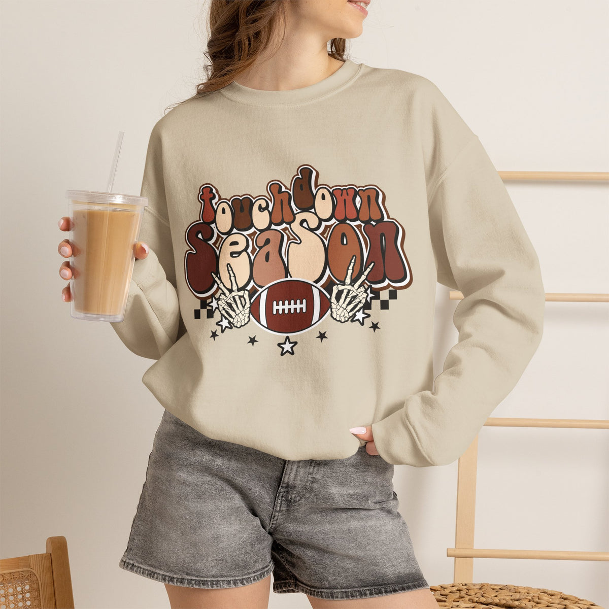Crewneck Sweatshirt - Touchdown Season Football Graphic