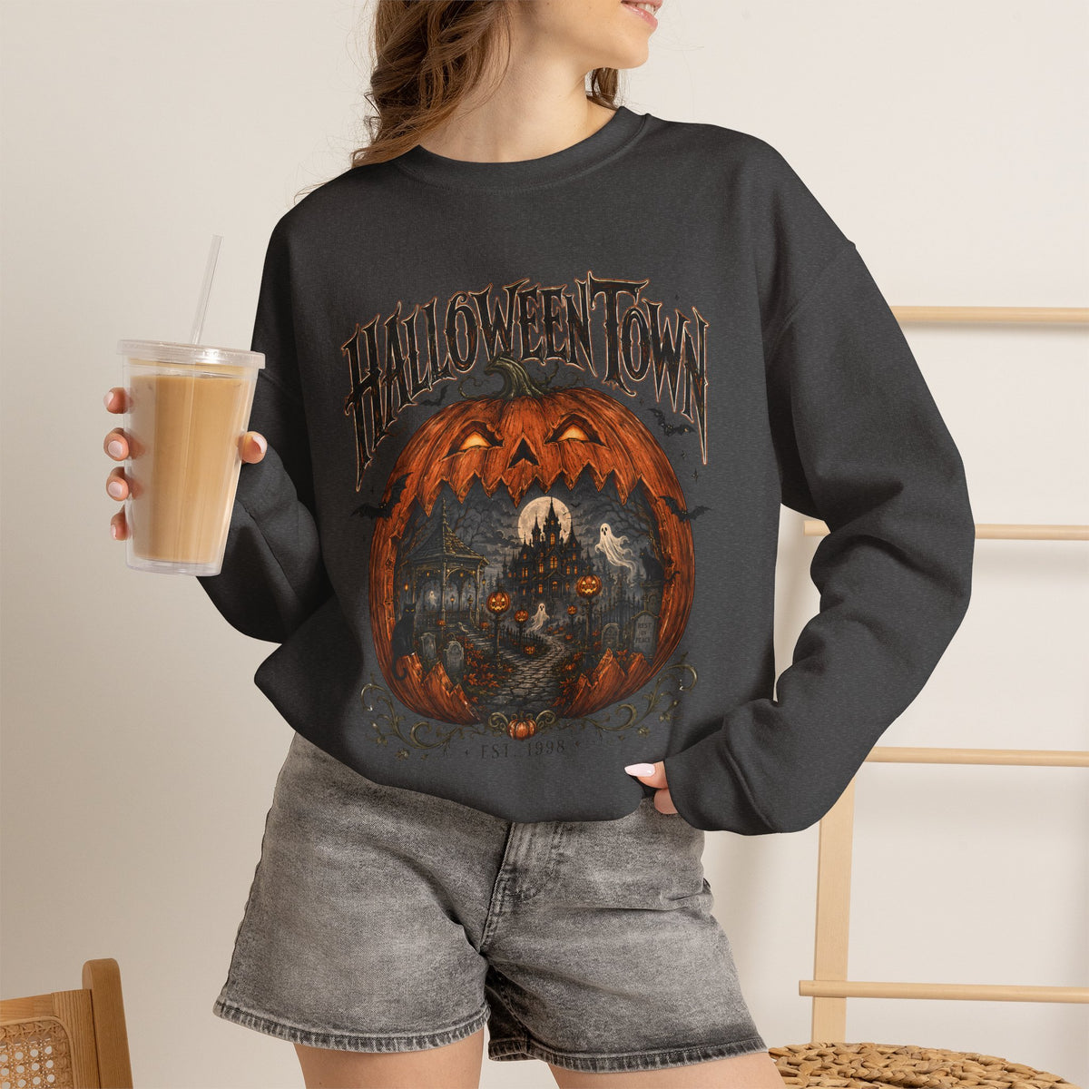 Halloween Town Sweatshirt — Vintage Pumpkin Halloween Crewneck