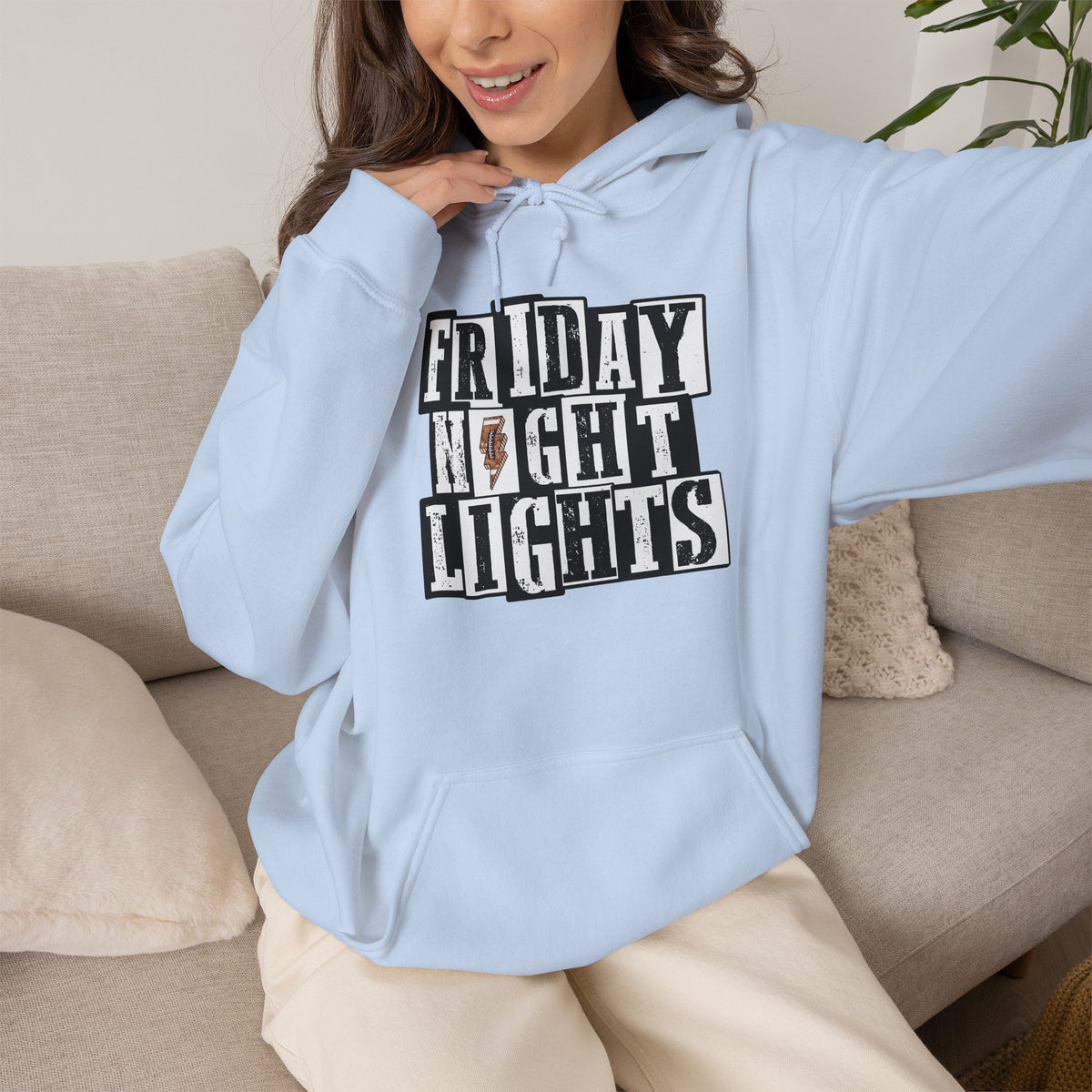 Friday Night Lights Hoodie — Vintage Block Letter Football Crewneck