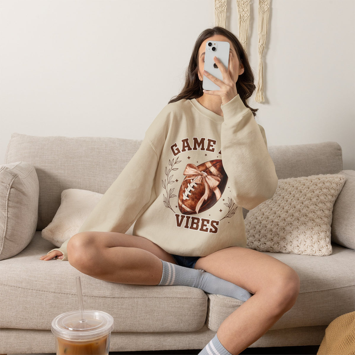 Game Day Vibes Sweatshirt – Vintage Football Crewneck for Fans