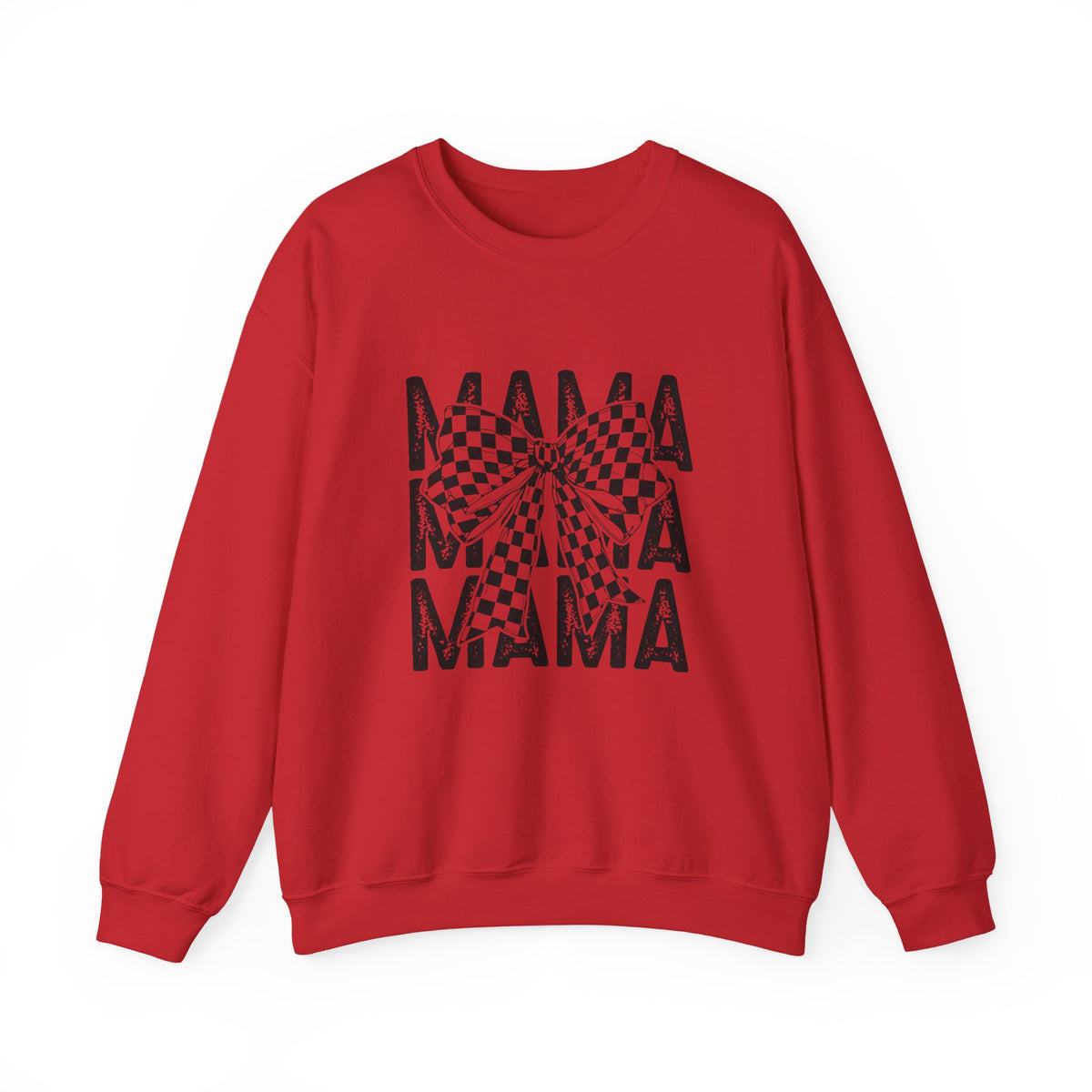 Mama Crewneck Sweatshirt — Checkerboard Bow Graphic