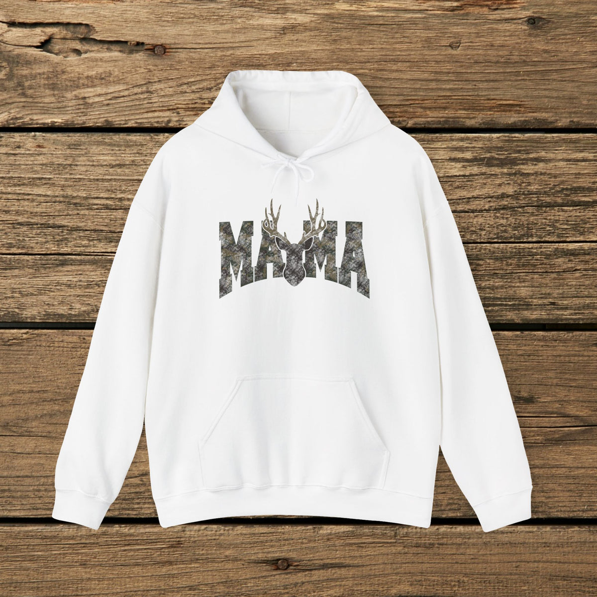 Mama Deer Camo Hoodie — Rustic Hunting Mom Sweatshirt