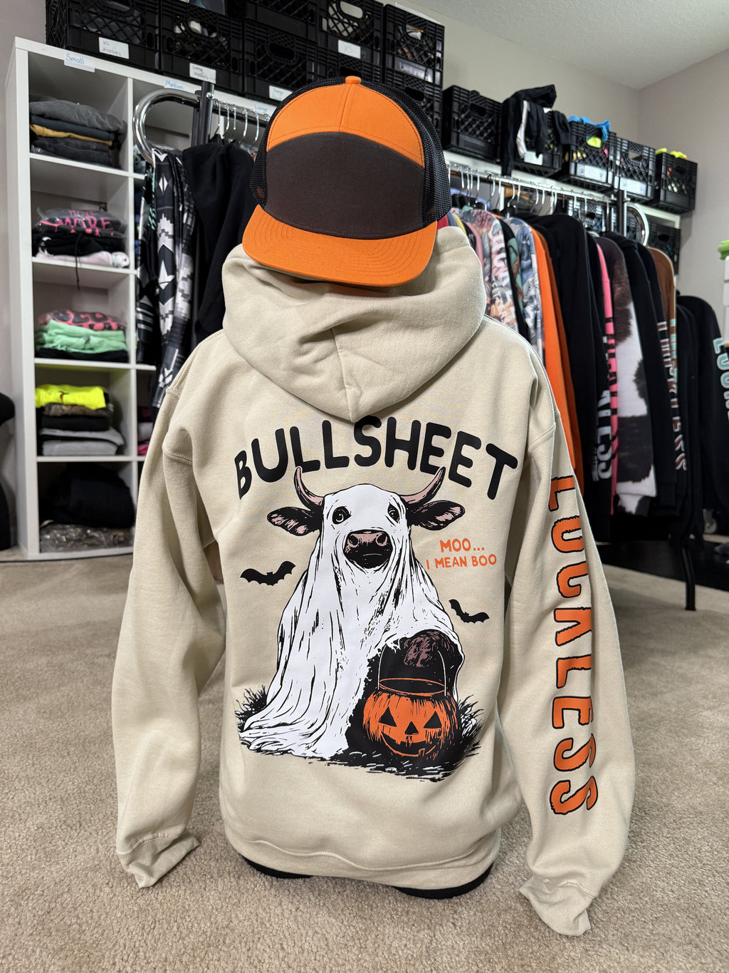 Bullsheet Ghost Cow Halloween Hoodie