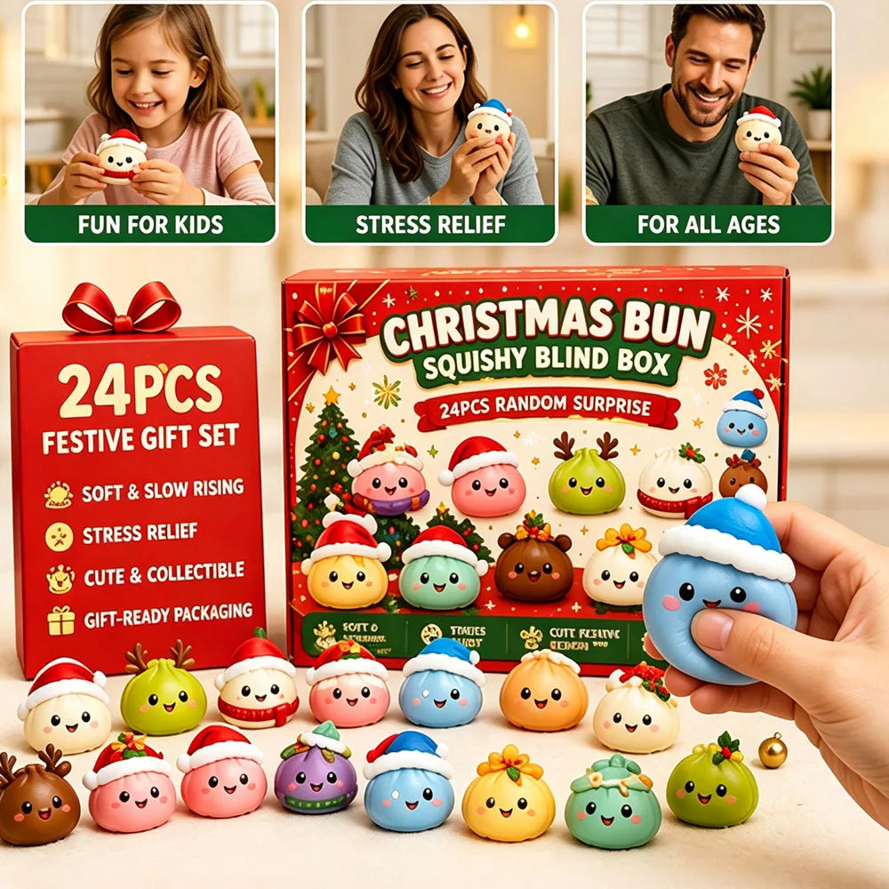 Christmas Squishy Advent Calendar 24 Day Countdown Surprise Box Dumpling Squishies Slow Rebound Squeeze Sensory Gift Decor